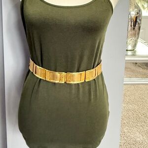 Vintage 1980s Gold Retro Back Clasp Disco Hippie Belt Size Small/Medium 32”L